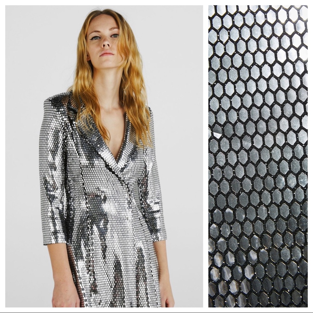 NWT. Bershka Metallic-effect dress. Size M.